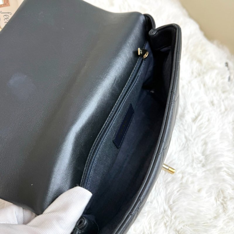 Chanel CLASSIC FLAP 黑色 菱格紋 羊皮 金扣 琺瑯鏈條 度假系列-7