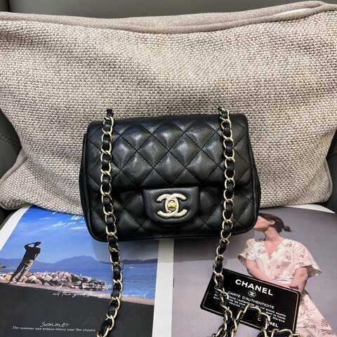 香奈兒/Chanel 黑金方胖子鏈條包