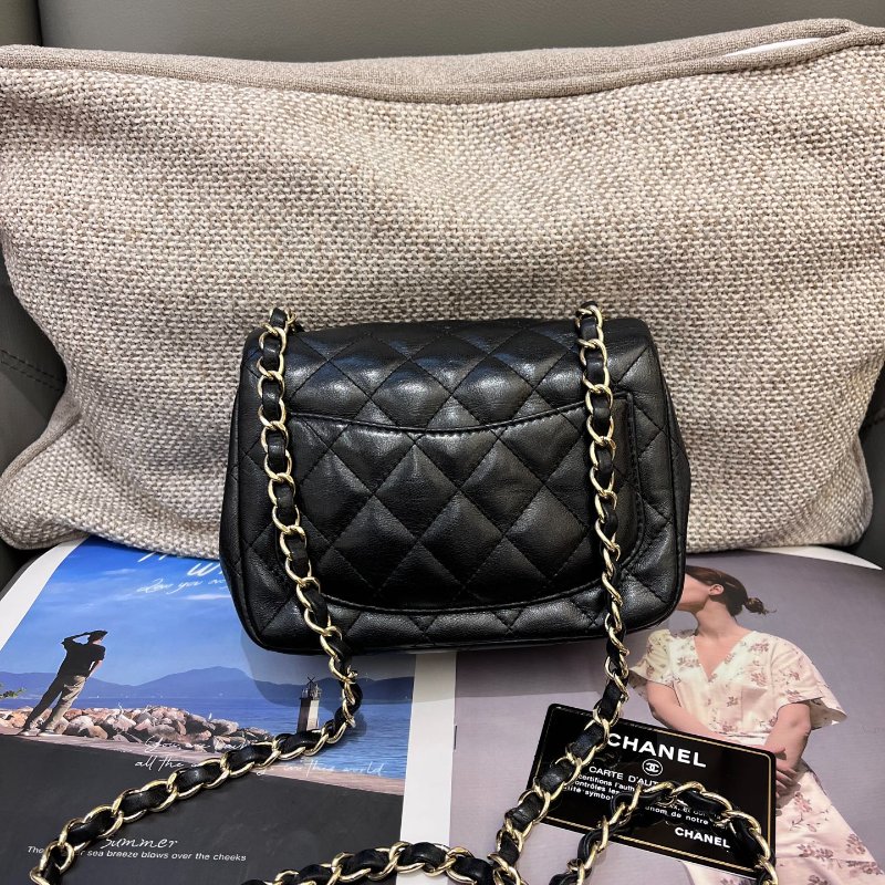 香奈兒/Chanel 黑金方胖子鏈條包-1
