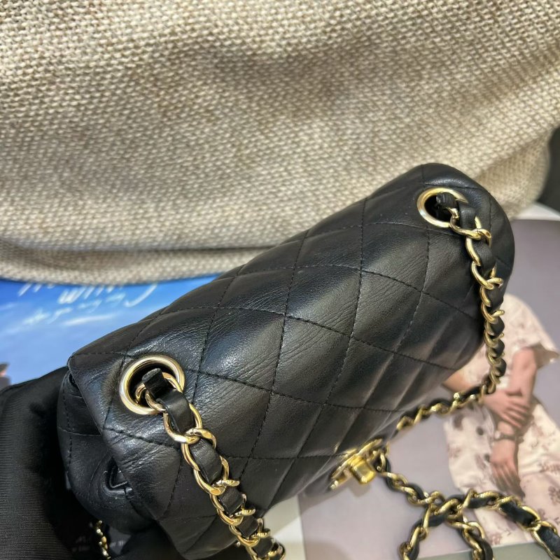 香奈兒/Chanel 黑金方胖子鏈條包-4