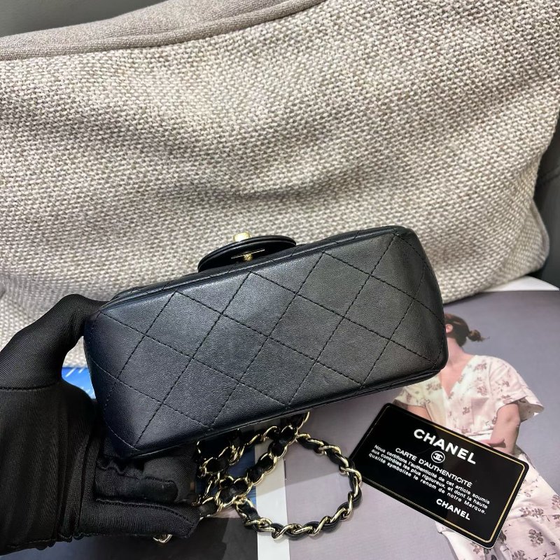 香奈兒/Chanel 黑金方胖子鏈條包-5