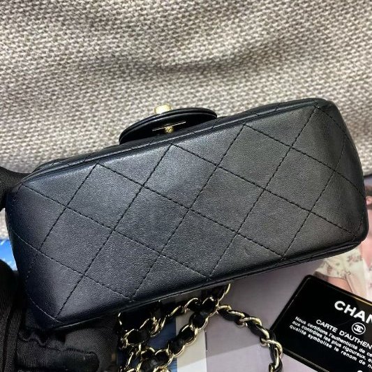 香奈兒/Chanel 黑金方胖子鏈條包-8