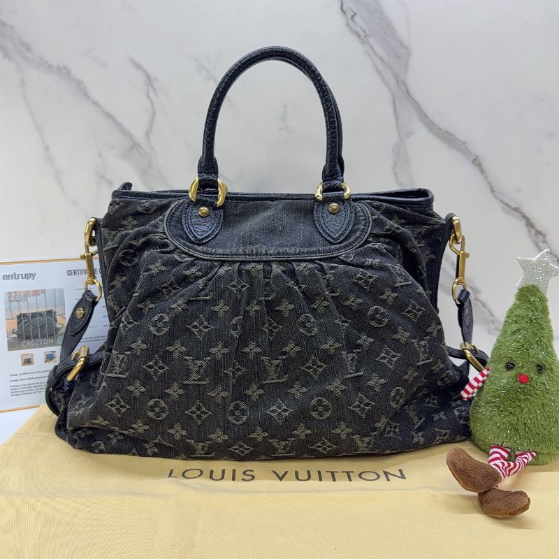LV Monogram Neo Cabby GM黑灰丹寧手提包-0