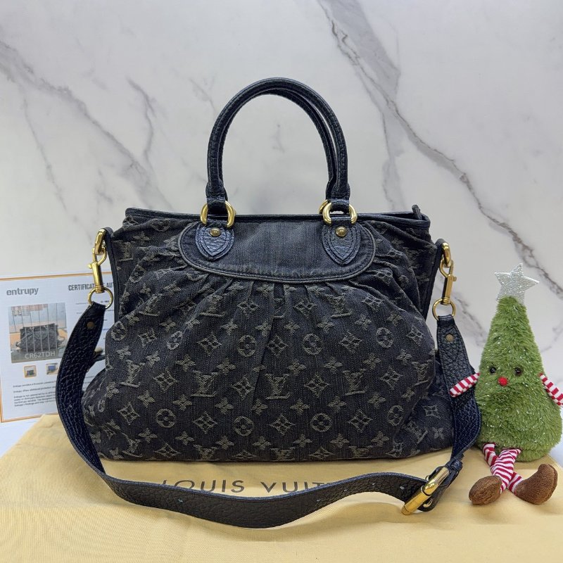 LV Monogram Neo Cabby GM黑灰丹寧手提包-1