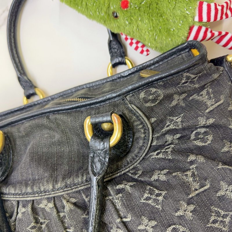 LV Monogram Neo Cabby GM黑灰丹寧手提包-5