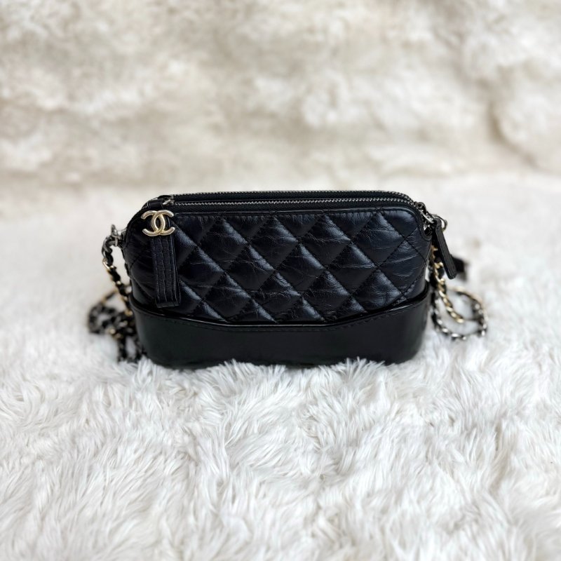 Chanel 流浪包 黑色 菱格纹 牛皮 mini-1