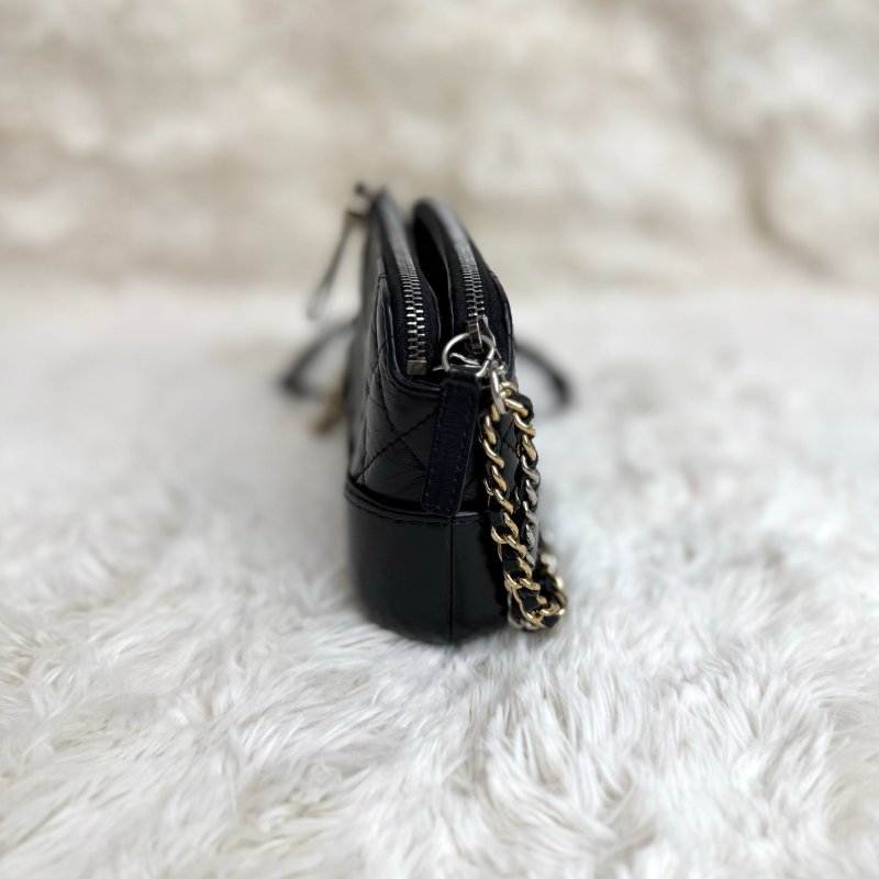 Chanel 流浪包 黑色 菱格纹 牛皮 mini-3