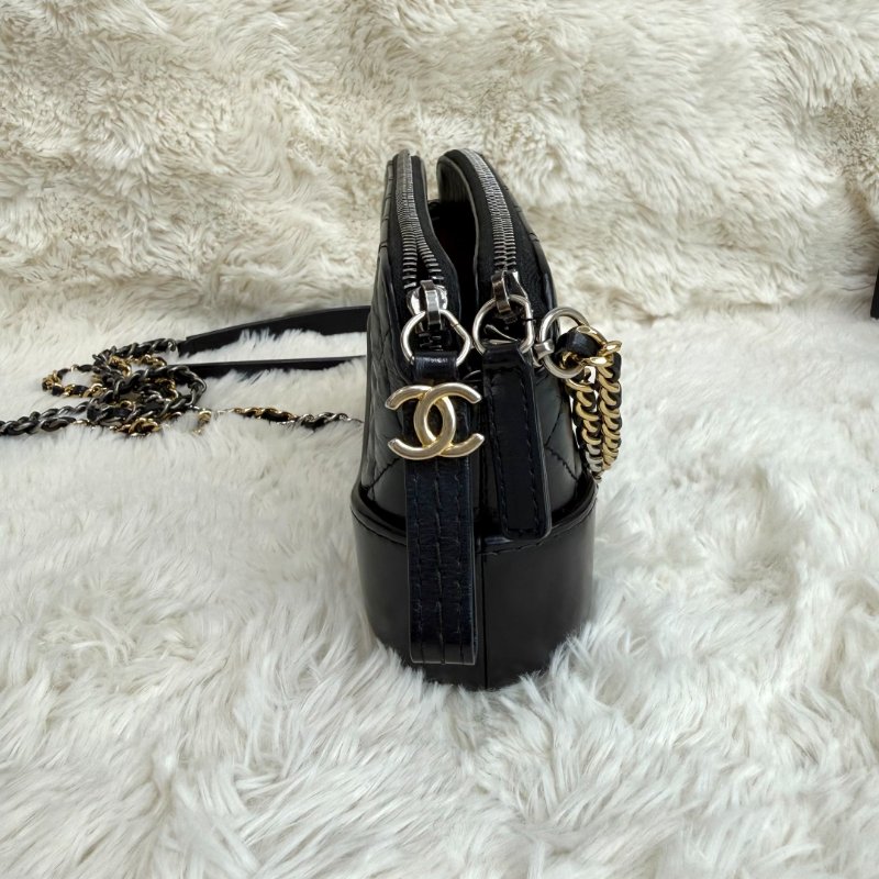 Chanel 流浪包 黑色 菱格纹 牛皮 mini-4