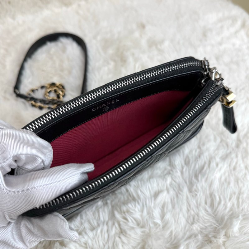 Chanel 流浪包 黑色 菱格纹 牛皮 mini-6