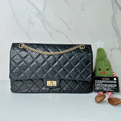 CHANEL 2.55黑金掀蓋鏈帶包