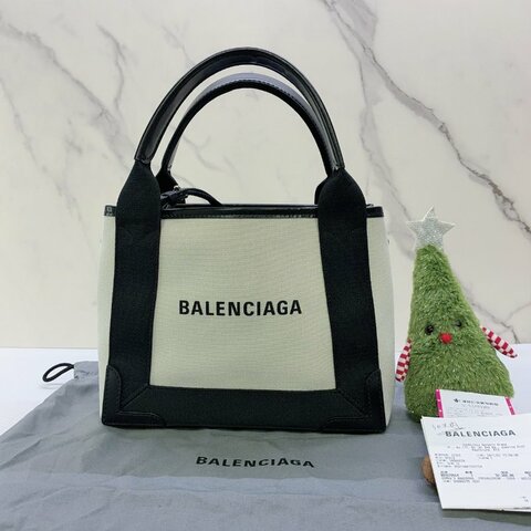 BALENCIAGA NAVY CABAS XS黑白帆布包