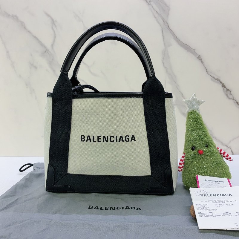 BALENCIAGA NAVY CABAS XS黑白帆布包-0