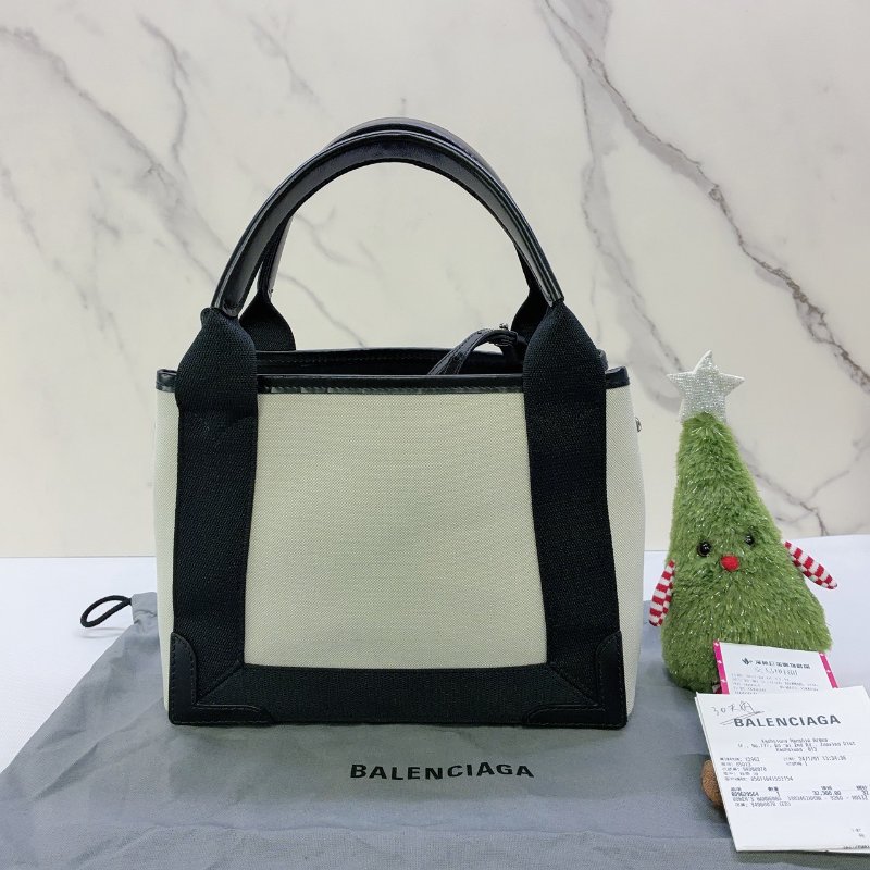 BALENCIAGA NAVY CABAS XS黑白帆布包-1