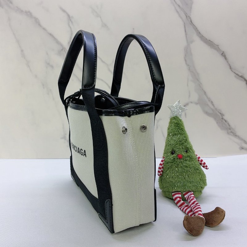 BALENCIAGA NAVY CABAS XS黑白帆布包-2