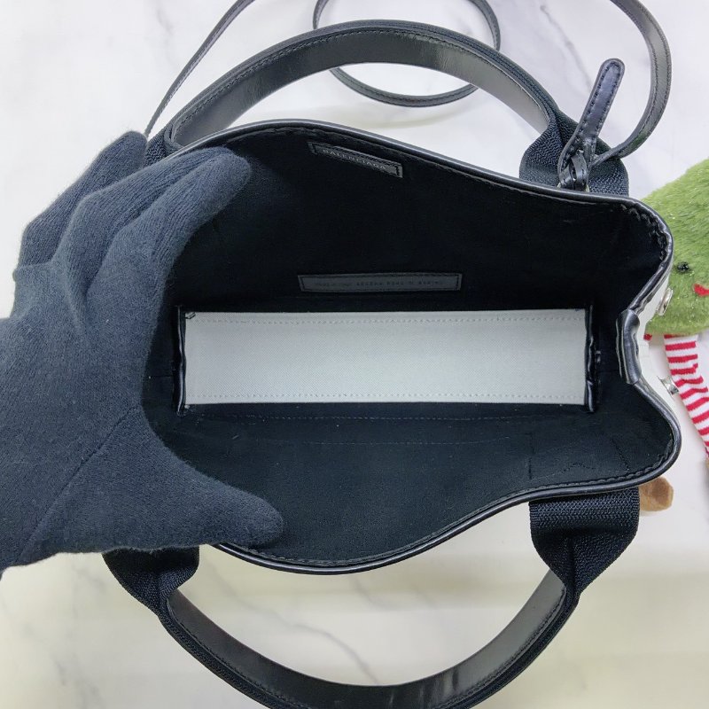 BALENCIAGA NAVY CABAS XS黑白帆布包-4
