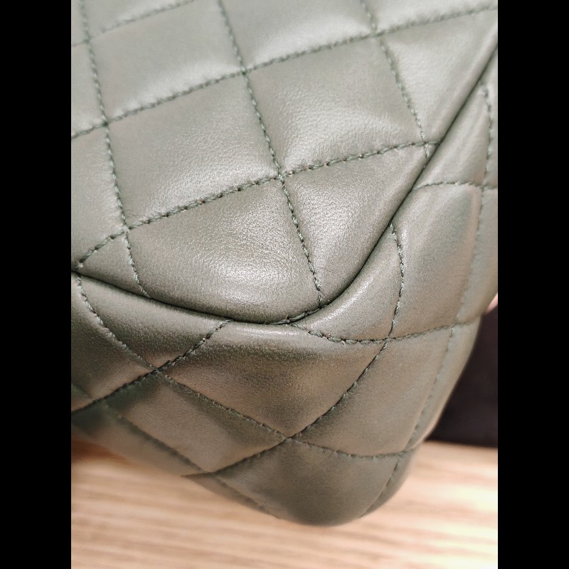 Chanel Flap bag 橄欖綠拼粉色-8