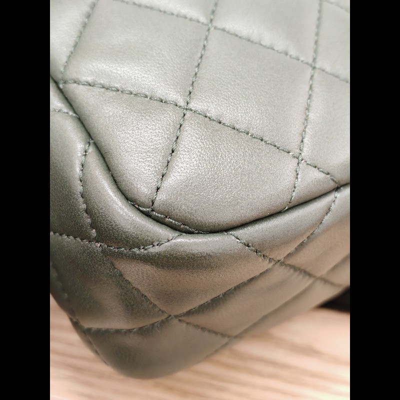 Chanel Flap bag 橄欖綠拼粉色-9