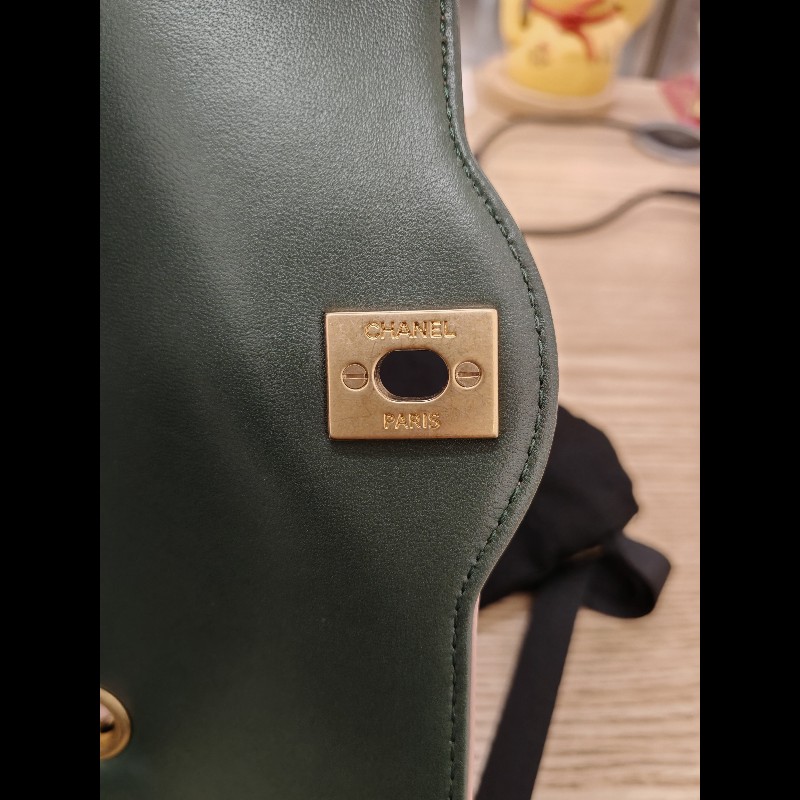 Chanel Flap bag 橄欖綠拼粉色-15