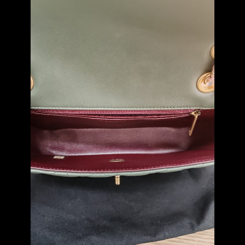 Chanel Flap bag 橄欖綠拼粉色-16