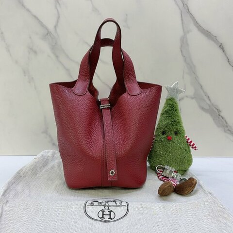 HERMES Picotin Lock 18紅銀釦菜籃子