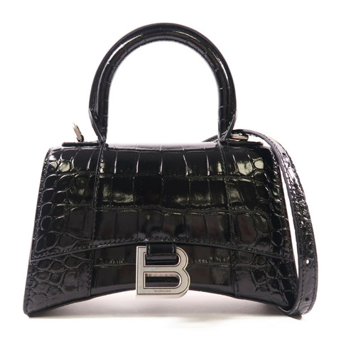 BALENCIAGA 【激減優惠】牛皮皮革Hourglass Top Handle Xs銀扣手挽肩背兩用袋