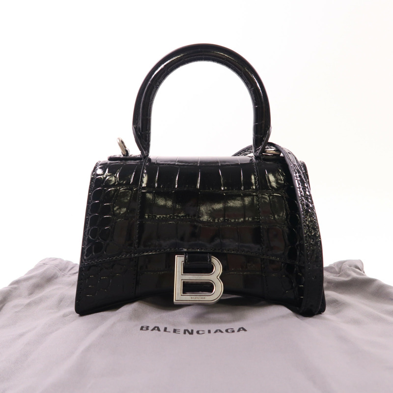 BALENCIAGA 【激減優惠】牛皮皮革Hourglass Top Handle Xs銀扣手挽肩背兩用袋-12