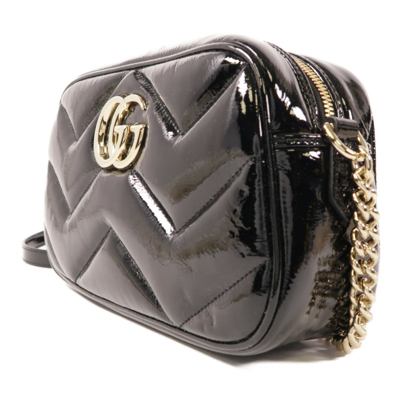 GUCCI 【激減優惠】漆皮皮革GG Marmont Small Camera Bag金扣肩背袋-2