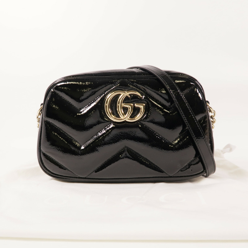 GUCCI 【激減優惠】漆皮皮革GG Marmont Small Camera Bag金扣肩背袋-12
