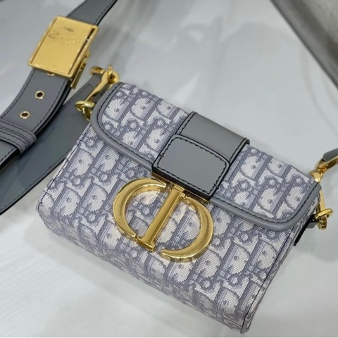 DIOR🩶灰緹花布30 Montaigne肩背包