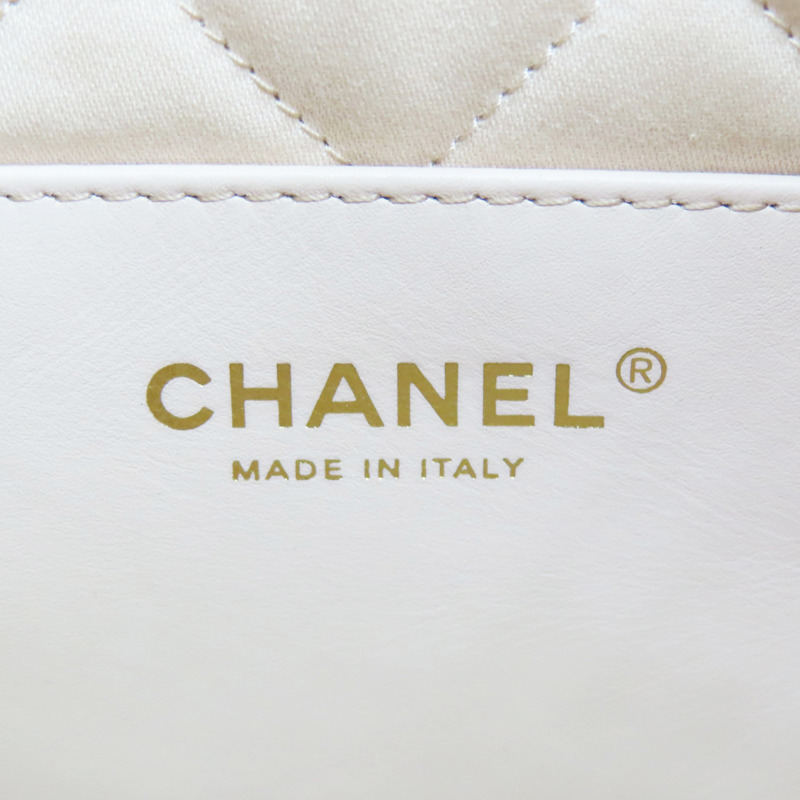 米白色 牛皮 Mini 22 肩背包 金釦【CHANEL 香奈兒】 AS3980-5
