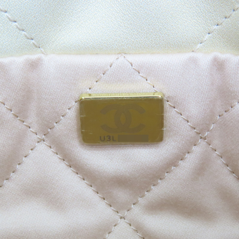 米白色 牛皮 Mini 22 肩背包 金釦【CHANEL 香奈兒】 AS3980-6