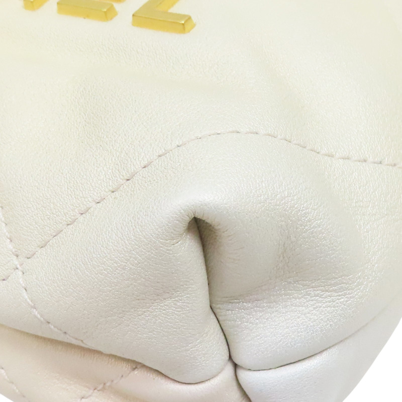 米白色 牛皮 Mini 22 肩背包 金釦【CHANEL 香奈兒】 AS3980-9