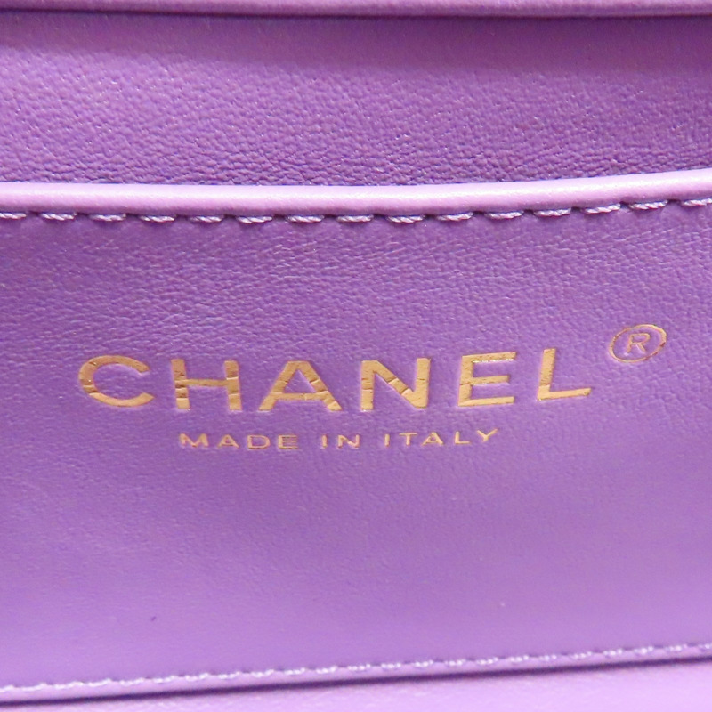 紫色 羊皮 鏈帶肩背包 金釦【CHANEL 香奈兒】-5