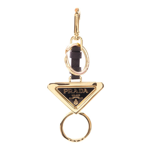 PRADA 【激減優惠】皮革/金屬Triangle Logo Keychain鎖匙扣