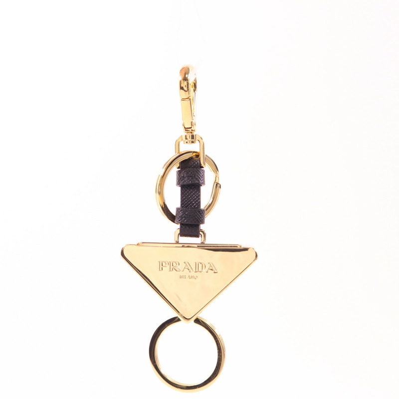 PRADA 【激減優惠】皮革/金屬Triangle Logo Keychain鎖匙扣-1