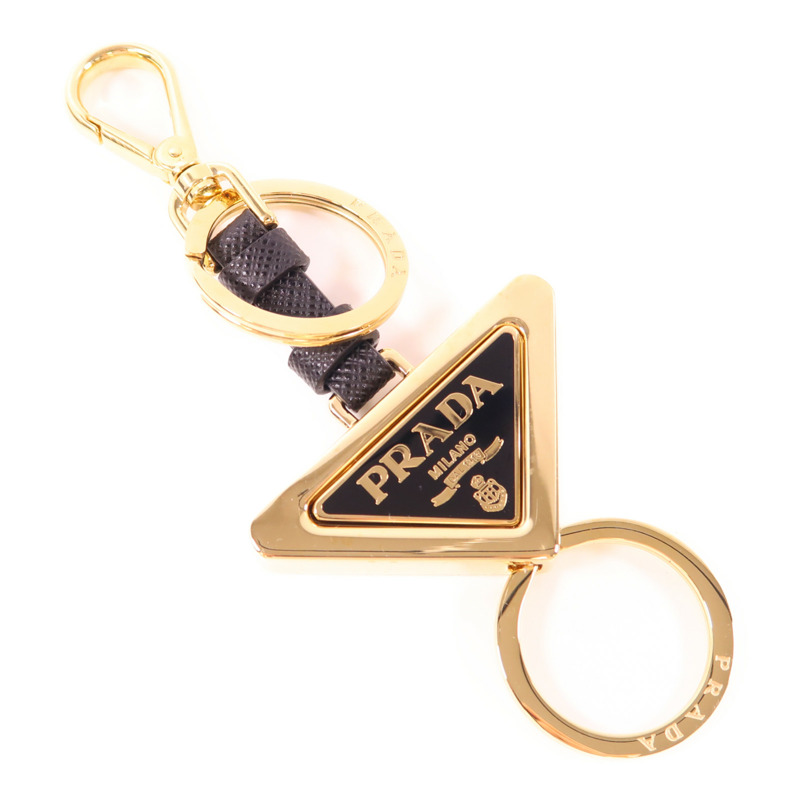 PRADA 【激減優惠】皮革/金屬Triangle Logo Keychain鎖匙扣-2