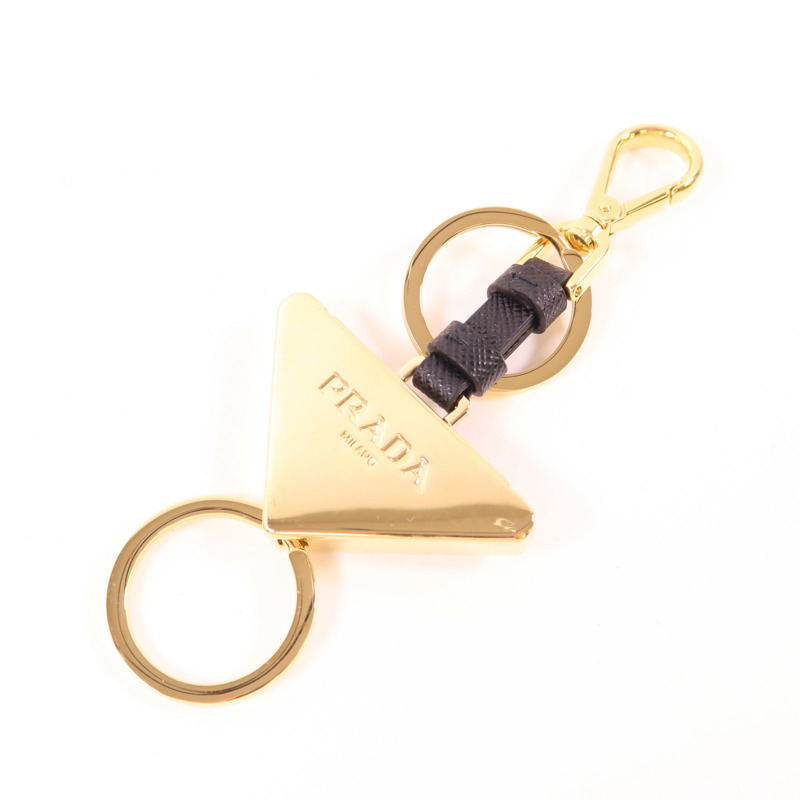 PRADA 【激減優惠】皮革/金屬Triangle Logo Keychain鎖匙扣-3