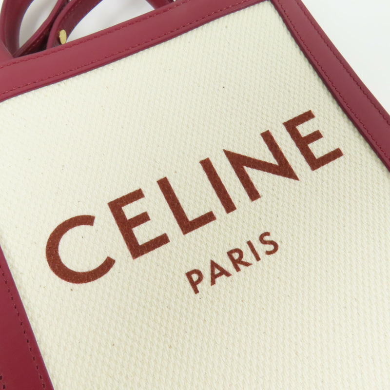 CELINE 【激減優惠】帆布Mini Vertical Cabas金扣手挽肩背兩用袋-10