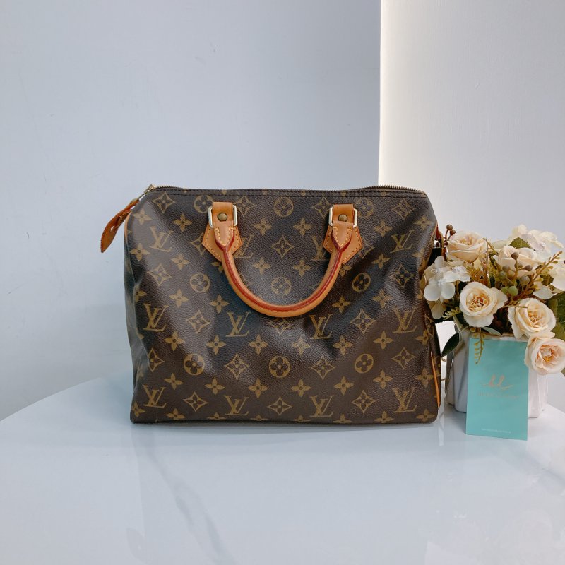 MS0715 Louis Vuitton 路易威登 枕頭包 旅行包 帆布塗層 經典老花 金扣 Speedy 30 Canvas Monogram x GHW-1