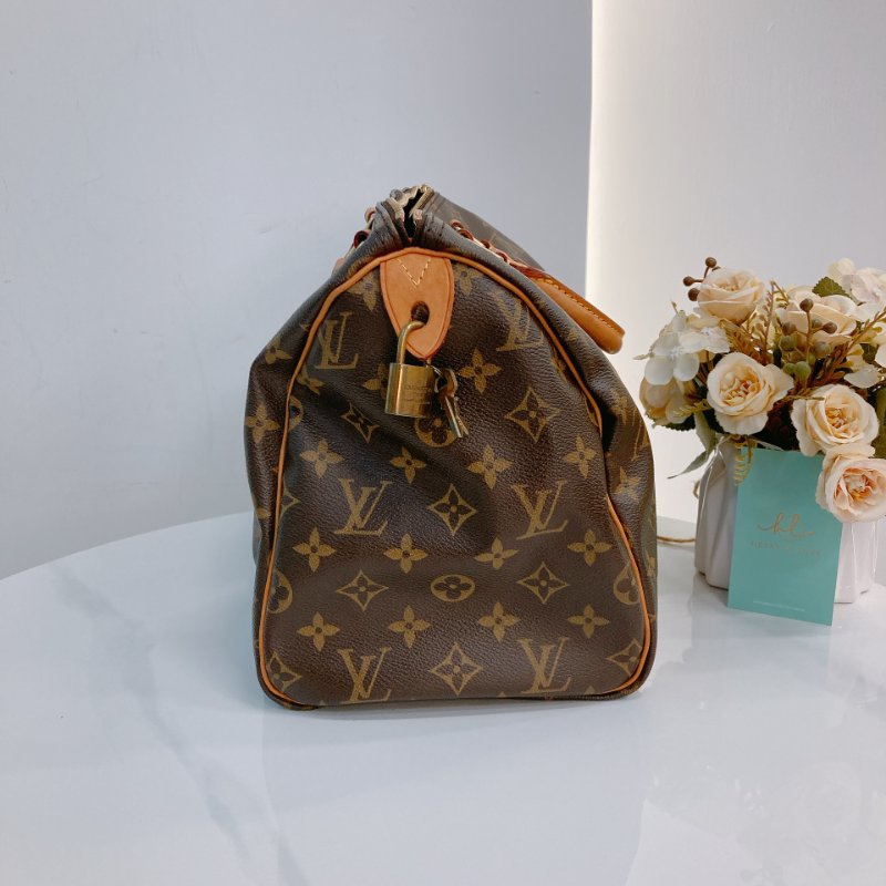 MS0715 Louis Vuitton 路易威登 枕頭包 旅行包 帆布塗層 經典老花 金扣 Speedy 30 Canvas Monogram x GHW-2