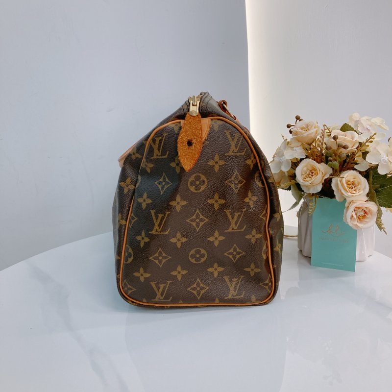 MS0715 Louis Vuitton 路易威登 枕頭包 旅行包 帆布塗層 經典老花 金扣 Speedy 30 Canvas Monogram x GHW-3