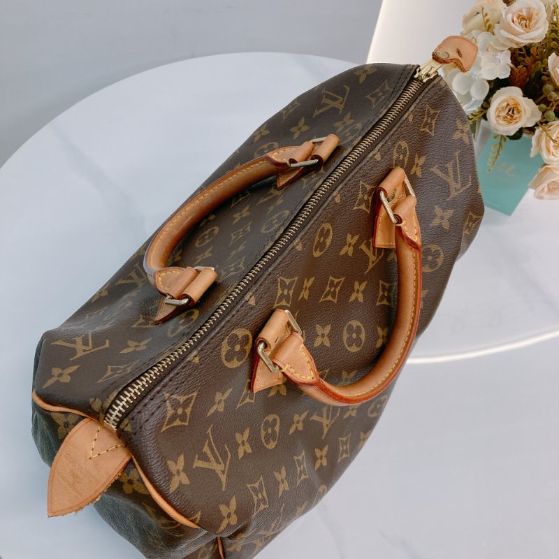 MS0715 Louis Vuitton 路易威登 枕頭包 旅行包 帆布塗層 經典老花 金扣 Speedy 30 Canvas Monogram x GHW-14
