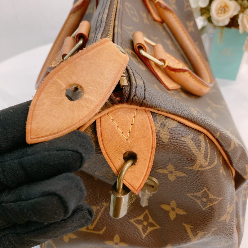 MS0715 Louis Vuitton 路易威登 枕頭包 旅行包 帆布塗層 經典老花 金扣 Speedy 30 Canvas Monogram x GHW-16