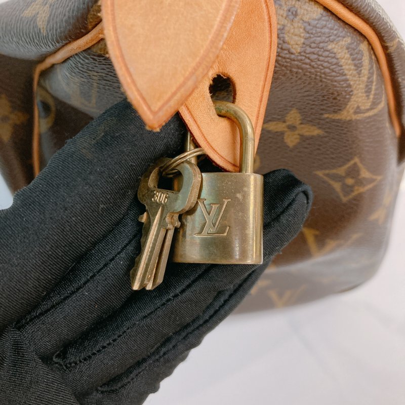 MS0715 Louis Vuitton 路易威登 枕頭包 旅行包 帆布塗層 經典老花 金扣 Speedy 30 Canvas Monogram x GHW-18