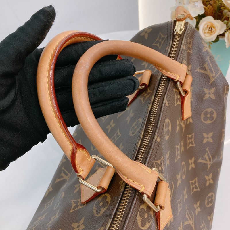 MS0715 Louis Vuitton 路易威登 枕頭包 旅行包 帆布塗層 經典老花 金扣 Speedy 30 Canvas Monogram x GHW-21