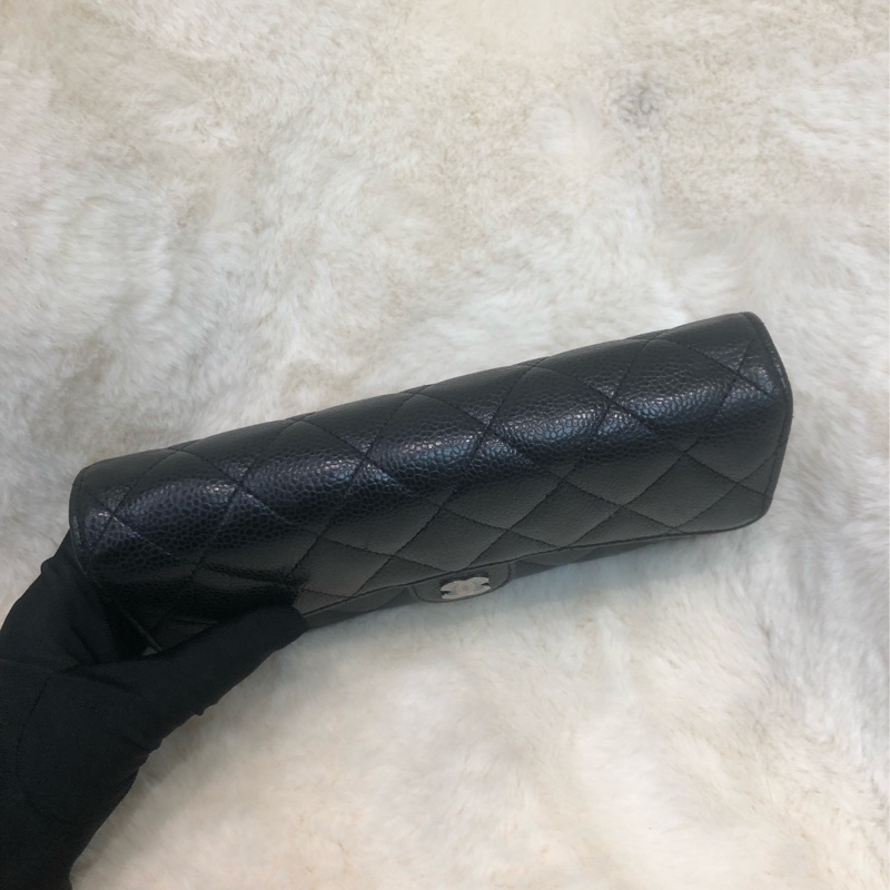 Chanel 黑銀荔牛長銀包 XC376-4