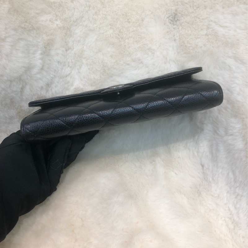 Chanel 黑銀荔牛長銀包 XC376-5