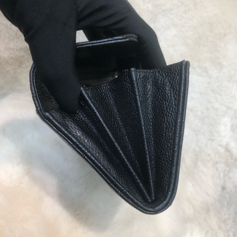 Chanel 黑銀荔牛長銀包 XC376-6