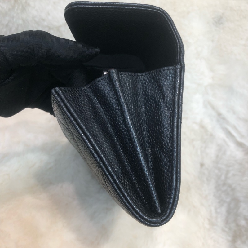 Chanel 黑銀荔牛長銀包 XC376-7