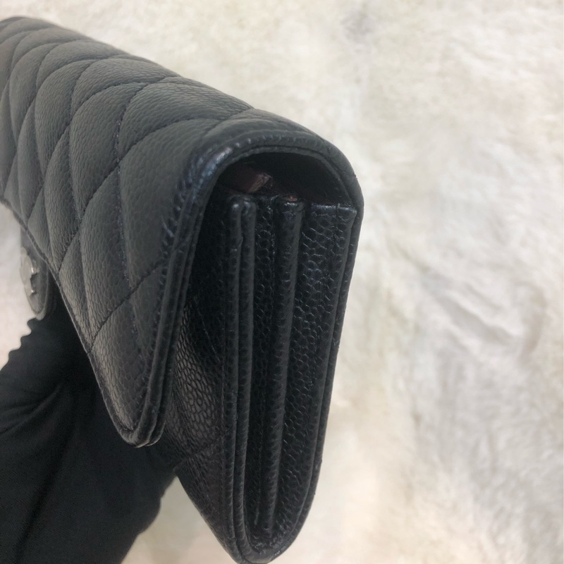 Chanel 黑銀荔牛長銀包 XC376-9